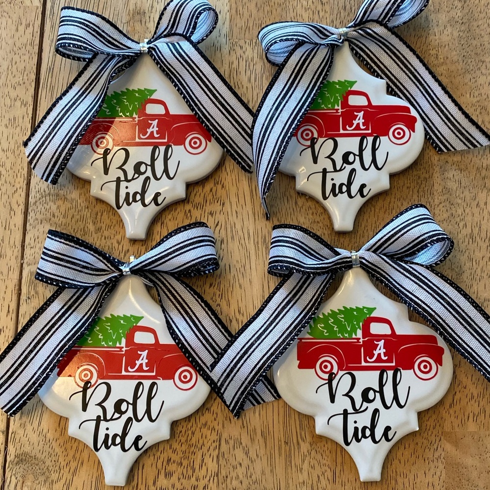 Set of 4 University of AL Christmas Ornaments